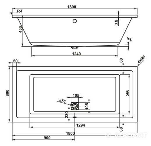 Ванна акрилова Vagnerplast Cavallo, 180x80 (VPBA180CAV2X-01)