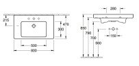 Умывальник подвесной Villeroy&Boch Subway 2.0, 80 (71758GR1)