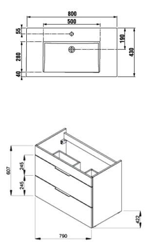 Тумба с умывальником Jika Cube, 80 (H4537621763021)