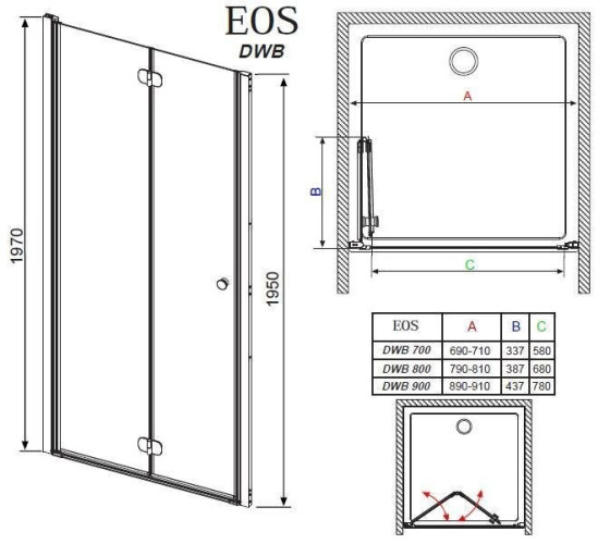 Душові двері Radaway Eos DWB 80R, праві (37813-01-01NR)