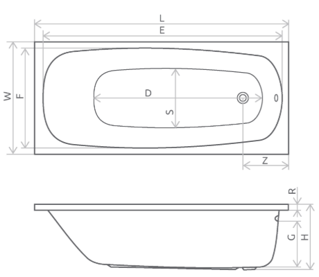 Ванна акриловая Radaway Tesalia, 160x70 (WA1-06-160X070US)