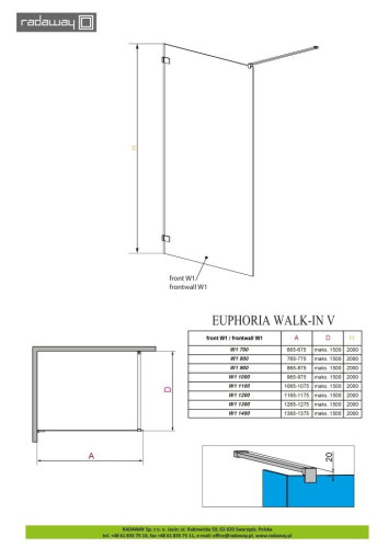 Душевая стенка Radaway Walk-In Modo New II 110 (389114-01-01)
