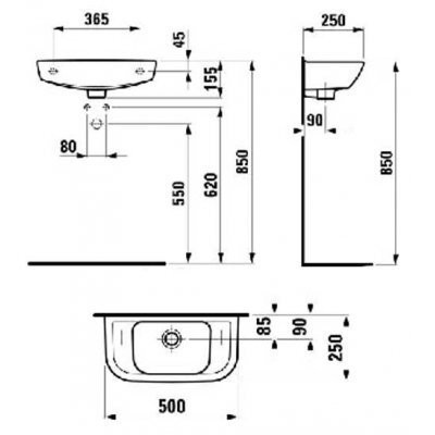 Умывальник подвесной Laufen Pro, 50 (H8169570001061)