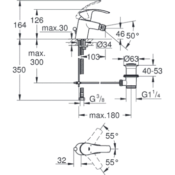 Смеситель для биде Grohe Eurosmart, однорычажный, хром (32929002)