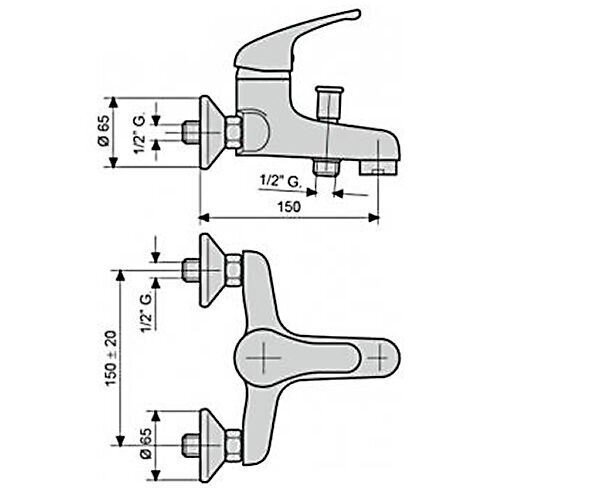 Змішувач для ванни Emmevi Winny, одноважільний, хром (CR95001)