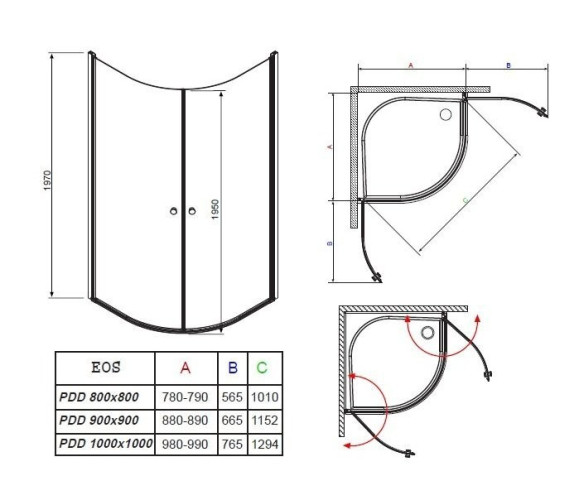 Душова кабіна Radaway Eos PDD, 90x90 (37603-01-01N)