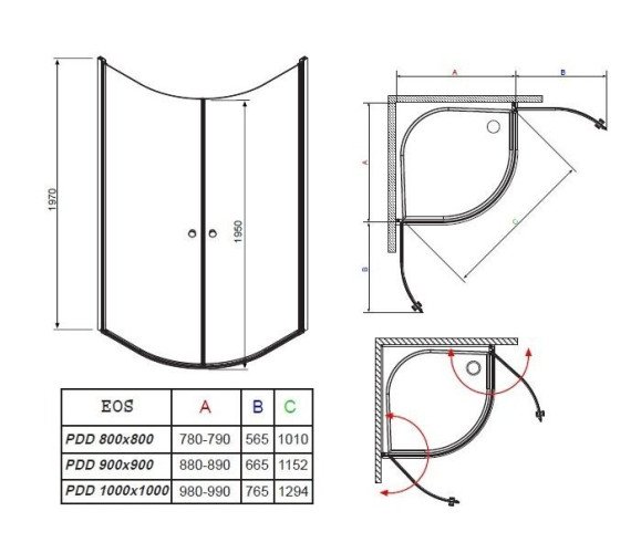 Душевая кабина Radaway Eos PDD, 90x90 (37603-01-01N)