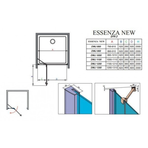Душевые двери Radaway Essenza New DWJ 90L, левые (385013-01-01L)