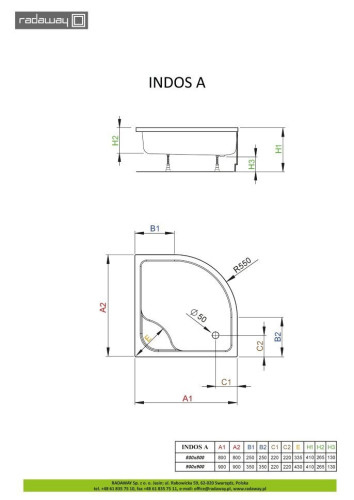 Душевой поддон Radaway Indos A, 80x80 (SIA8080-01)