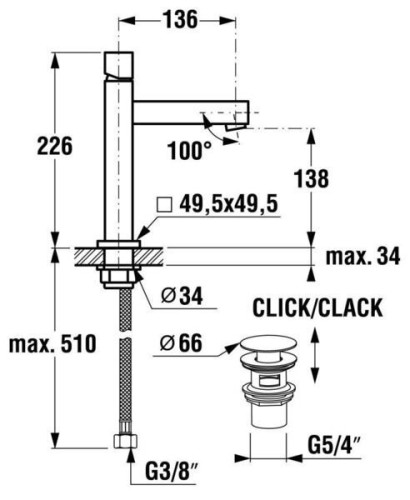 Cмеситель для умывальника Jika Cubito, однорычажный, хром (H3114280040021)