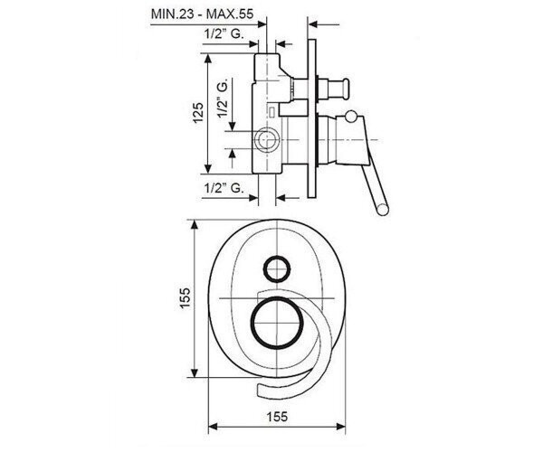 Cмеситель для душа Emmevi Twist, однорычажный, синий (CBL6619)