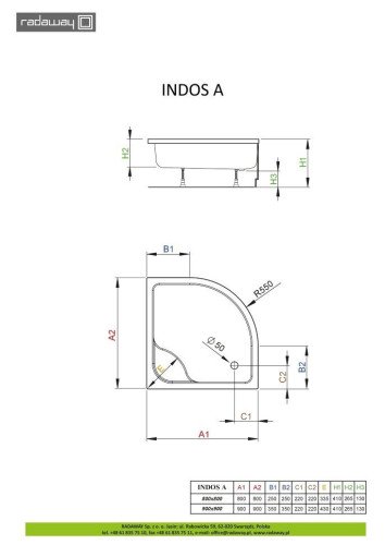 Душовий піддон Radaway Indos A, 90x90 (SIA9090-01)