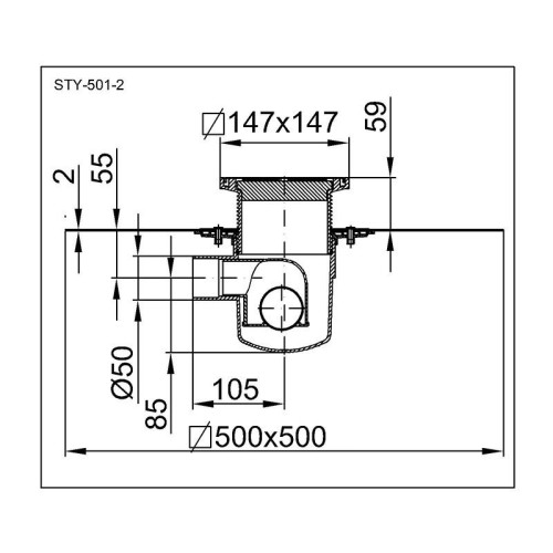 Душовий трап Styron, 15х15 (STY-501-2)