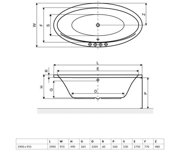 Ванна акриловая Excellent Lumina, 190x95 (WAEX.LUM19WH)