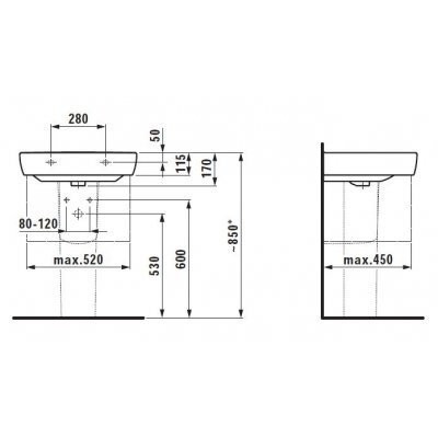 Умывальник подвесной Laufen Pro, 60 (H8189520001041)