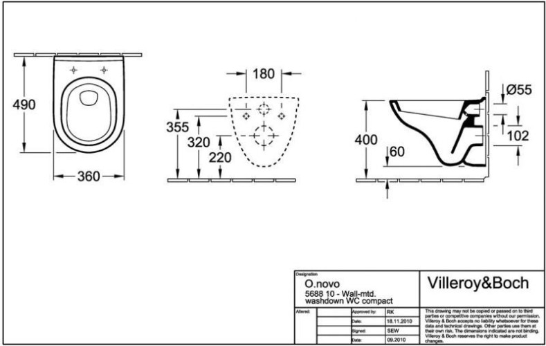 Унитаз подвесной Villeroy&Boch O.Novo (56881001)