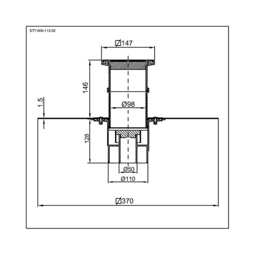 Душовий трап Styron, 15х15 (STY-600-112-52)