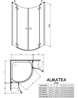 Душевая кабина Radaway Almatea PDD, 100x100 (30522-01-01N)