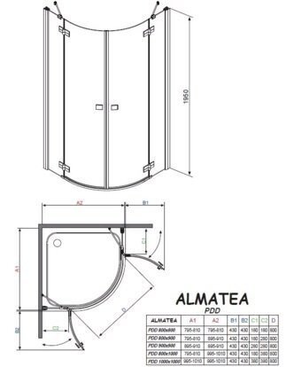Душова кабіна Radaway Almatea PDD, 100x100 (30522-01-01N)