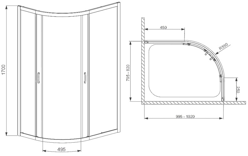 Душова кабіна Radaway Premium Plus, 100x80 (30481-01-01N)