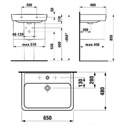 Умывальник подвесной Laufen Pro, 65 (H8189530001041)