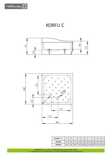 Душевой поддон Radaway Korfu C, 90x90 (4C99400-03)